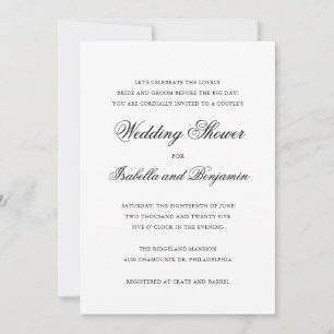 Invitation Élégant Wedding shower des couples formels