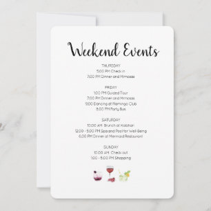 Invitation Élégant Week-end Événements Itinéraire