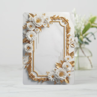 Invitation Elegant White and Gold Floral Frame