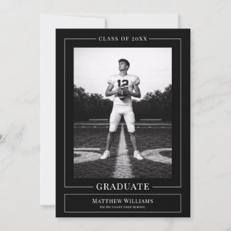 Invitation Elegant White & Black Graduate Announcement