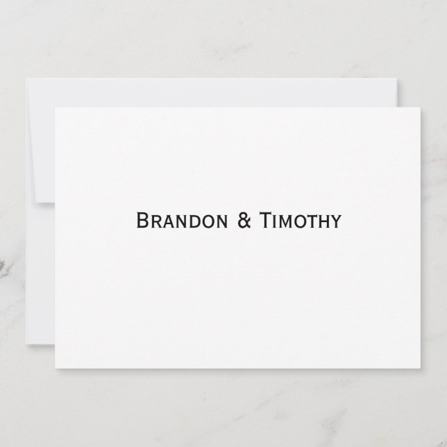 Invitation Elegant White Gay Wedding RSVP Card (Dos)
