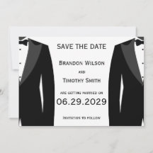 Elegant White Gay Wedding Save The Date Cards