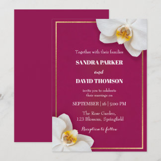 Invitation elegant white orchid blooms wedding