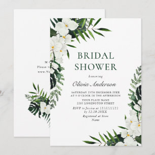 Invitation Elegant White Orchids Bohemian BRIDAL SHOWER 