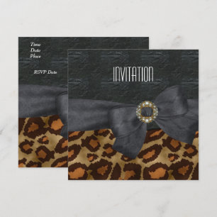 Invitation Elegant Wild Animal Black Gold Jewel