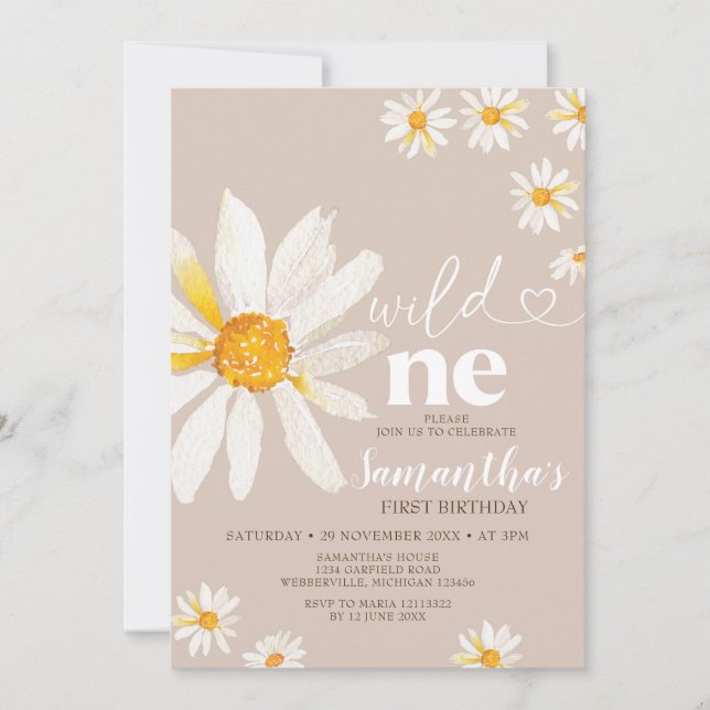Invitation Elégant Wild Un Anniversaire Boho Daisy Flowers (Devant)