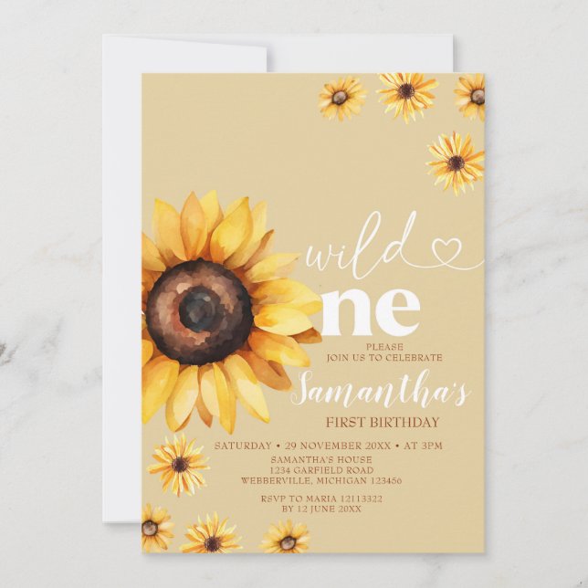 Invitation Elégant Wild Un Anniversaire Boho Sunflowers (Devant)