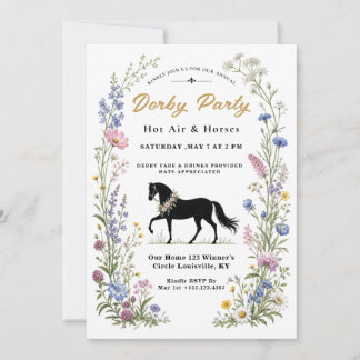Invitation Elegant Wildflower & Black Horse Kentucky Derby