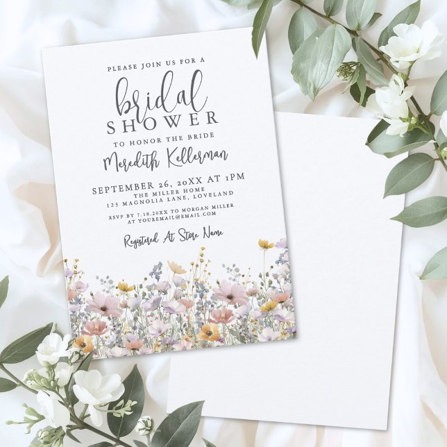 Invitation Elegant Wildflower Bridal Shower (Elegant Wildflower Bridal Shower Invitation)