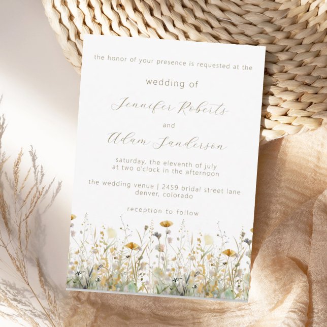 Invitation Elegant Wildflower Meadow Neutral Wedding (Créateur téléchargé)