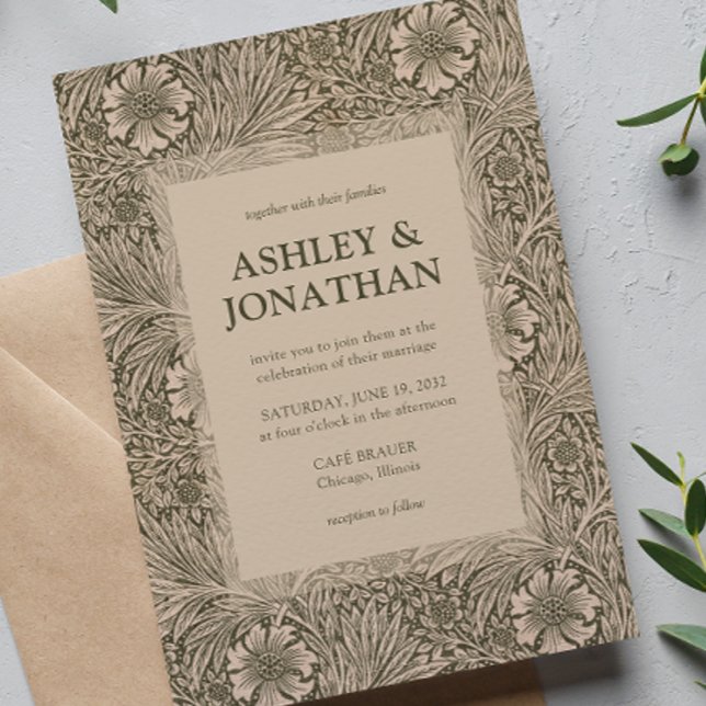 Invitation Élégant William Morris Marigold Mariage Motif (Créateur téléchargé)