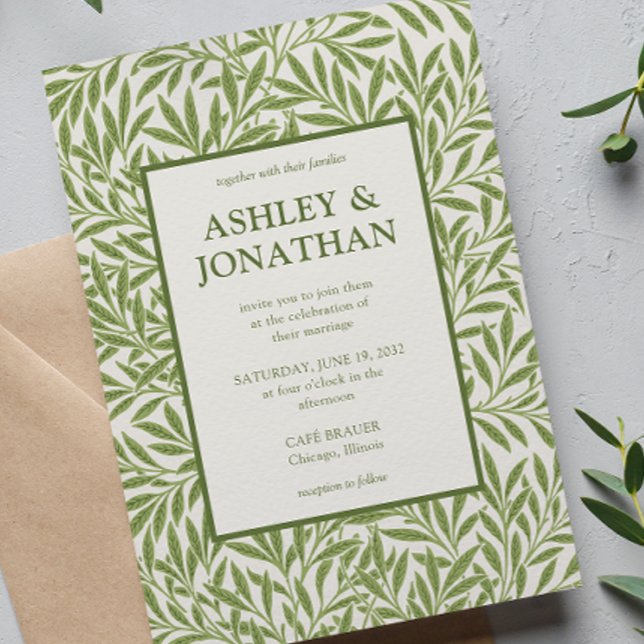 Invitation Élégant William Morris Willow Motif Mariage (Créateur téléchargé)
