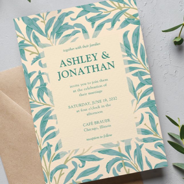 Invitation Élégant William Morris Willow Motif Mariage (Créateur téléchargé)