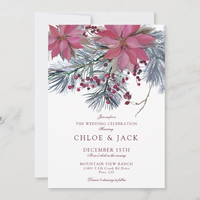 Invitation Elegant Winter Greenery Wedding (Devant)