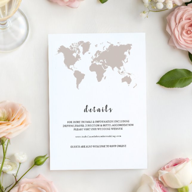 Invitation ELEGANT World Map Wedding details (Créateur téléchargé)
