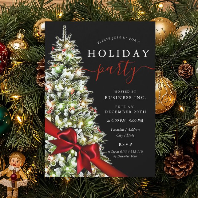 Invitation Elegant Xmas Tree Bow Corporate Holiday Party  (Elegant Xmas Tree Bow Corporate Holiday Party Invitation)