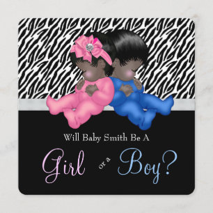 Invitation Elégant Zebra Baby Genre Reveal Douche