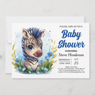 Invitation Elégant Zebra Safari Baby shower surprise