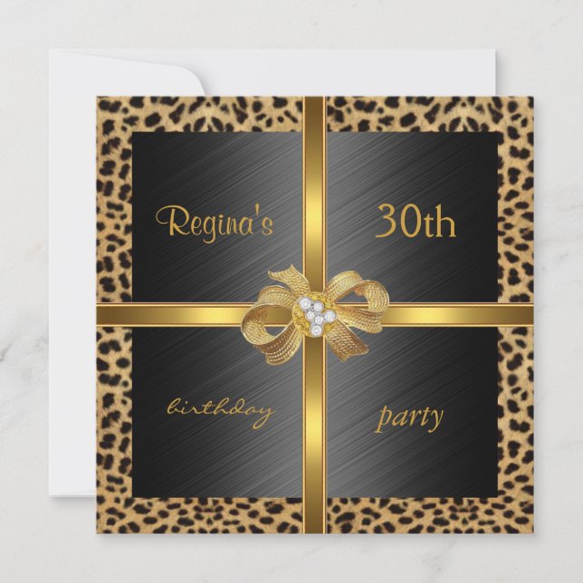 Invitation Élégante 30e anniversaire Leopard Gold (Devant)