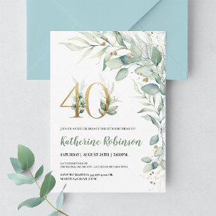 Invitation élégante 40 ans en or rose