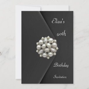 Invitation Élégante 40e Black Velvet Pearl Jewel