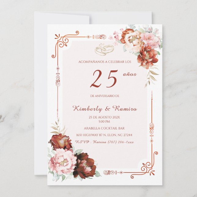 Invitation Elegante 50 Aniversario de Boda (Devant)