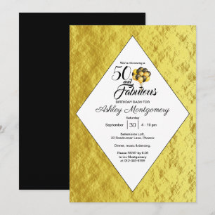Invitation Élégante 50e anniversaire Gold Foil Typographie no