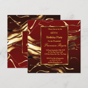 Invitation Élégante 60e fête d'anniversaire Gold Burgundy
