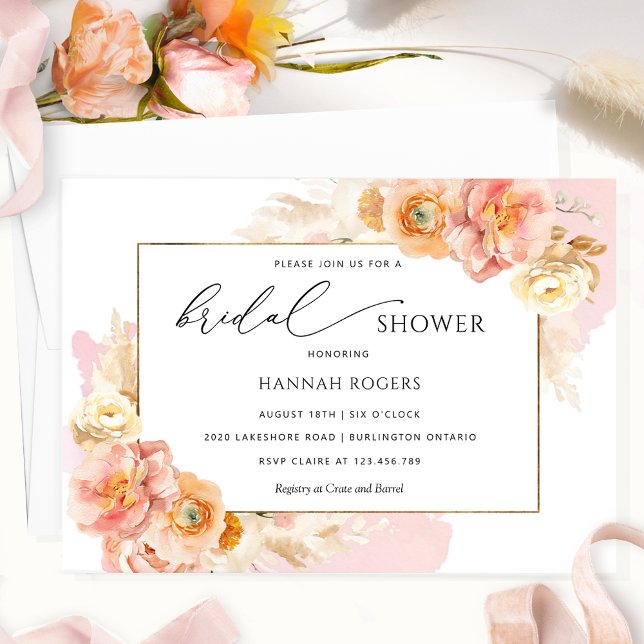 Invitation Élégante à la douche nuptiale rose (Créateur téléchargé)