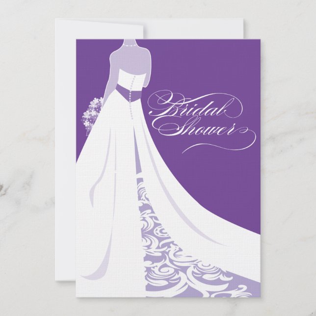 Invitation Élégante à la douche nuptiale violette (Devant)