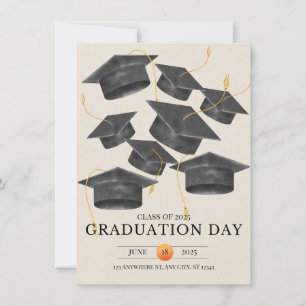 Invitation Elégante affiche minimaliste Gold Grey Graduation