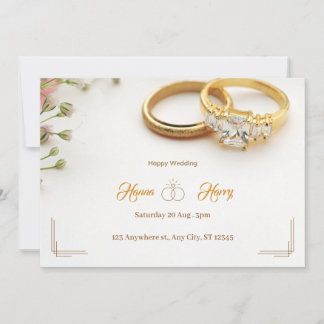 Invitation Elégante alliance avec fleurs Floral