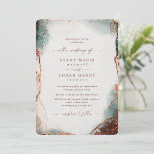 Invitation Elégante aquarelle Abstraite Terra Cotta Mariage