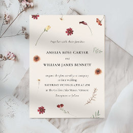 Invitation Elégante aquarelle automne Fleur sauvage Mariage d