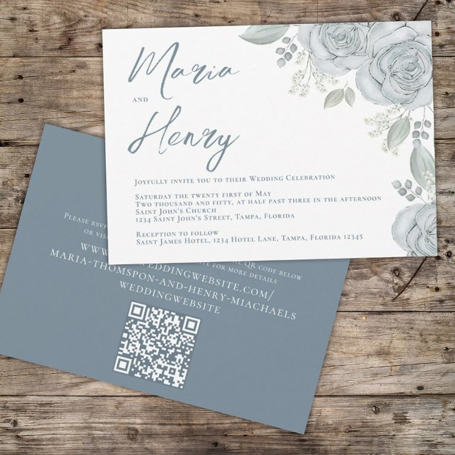 Invitation Elégante aquarelle bleu bleu bleu bleu bleu floral (Créateur téléchargé)