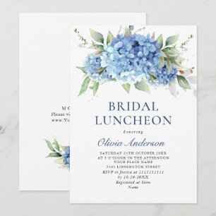 Invitation Elégante aquarelle bleu Hydrangea BRIDAL LUNCHEON