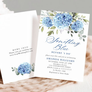 Invitation Elégante aquarelle bleu Hydrangea FÊTE DES MARIÉES