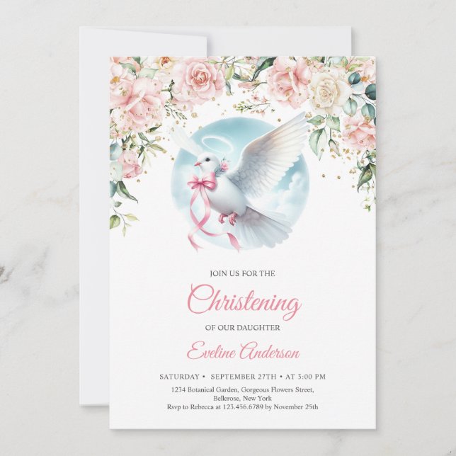 Invitation Elégante aquarelle blush floral wreath mignonne co (Devant)