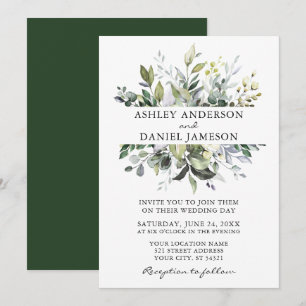 Invitation Elégante aquarelle Botanique Mariage de verdure