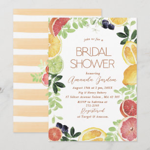 Invitation Elégante aquarelle Citrus douche nuptiale
