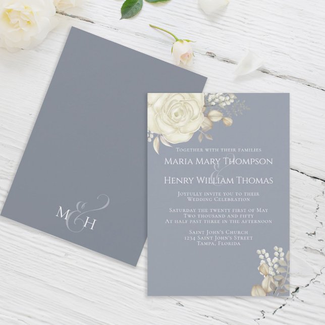 Invitation Elégante aquarelle Crème d'ivoire Folio Rose (Créateur téléchargé)