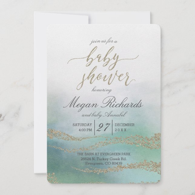 Invitation Elégante aquarelle dans Ocean Baby shower Invitati (Devant)
