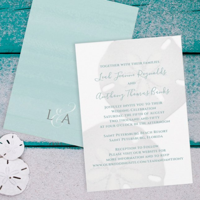 Invitation Elégante aquarelle de plage Dollar de sable tropic (Créateur téléchargé)