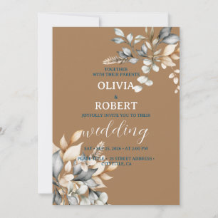 Invitation Elégante aquarelle d'hiver fleurie