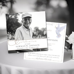 Invitation Elégante aquarelle Dove Célébration de la vie Phot