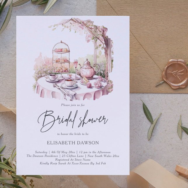 Invitation Elégante aquarelle Fête des mariées de jardin (Créateur téléchargé)