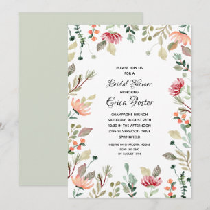 Invitation Elégante aquarelle Fête des mariées florale