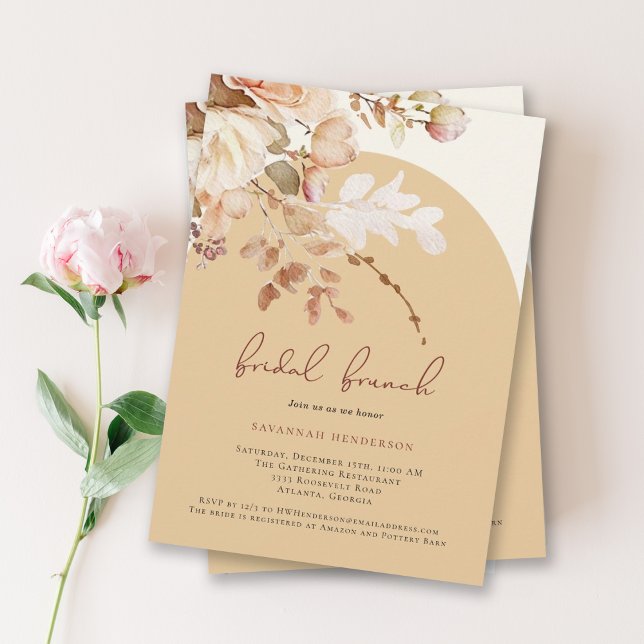 Invitation Elégante aquarelle Fête des mariées florale Brunch (Créateur téléchargé)