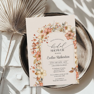 Invitation Elégante aquarelle fleur sauvage boho arch