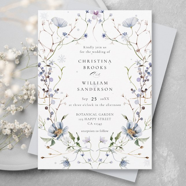 Invitation Elégante aquarelle Fleur sauvage d'hiver Mariage (Créateur téléchargé)